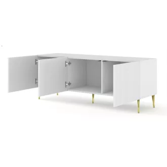   RAVENNA TV ÁLLVÁNY 150 CM, MATT FEHÉR, ARANY LÁBAKKAL RAVENNA B TV STAND 3D