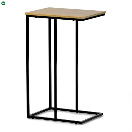 Lerakóasztal, Tárolóasztal, MDF lap, tölgy dekor, fekete fém