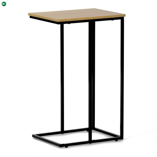 Lerakóasztal, Tárolóasztal, MDF lap, tölgy dekor, fekete fém