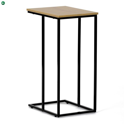 Lerakóasztal, Tárolóasztal, MDF lap, tölgy dekor, fekete fém