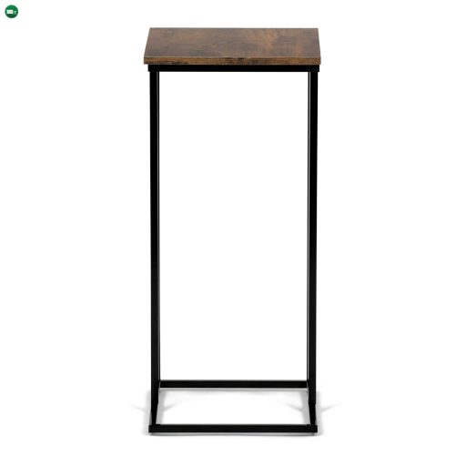 Tárolóasztal, Lerakóasztal, MDF lap, vintage fa dekor, fekete fém