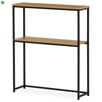 Konzolasztal polccal, 70x20x82 cm, teak tölgy dekor
