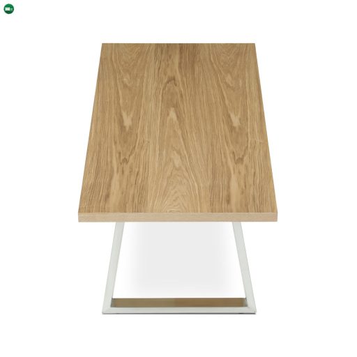 Modern Dohányzóasztal 120x60cm, MDF lap, tölgy árnyékoló furnér, fém lábak, szálcsiszolt rozsdamentes acél.