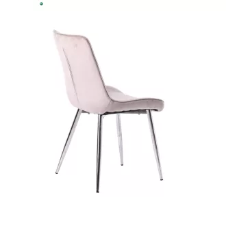   Elegáns Étkezőszék Szürke Bársony Kárpittal Krómszínű Lábakkal