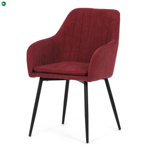 Elegáns Étkezőszék, piros szövet, fekete fém