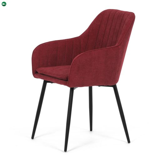 Elegáns Étkezőszék, piros szövet, fekete fém