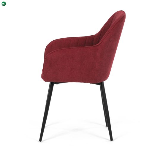 Elegáns Étkezőszék, piros szövet, fekete fém