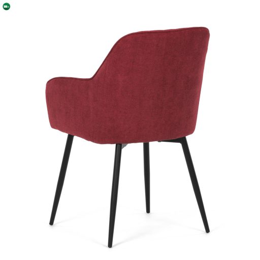 Elegáns Étkezőszék, piros szövet, fekete fém