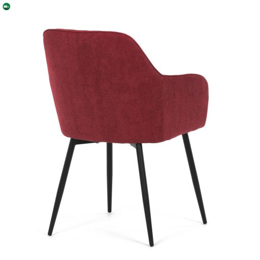 Elegáns Étkezőszék, piros szövet, fekete fém