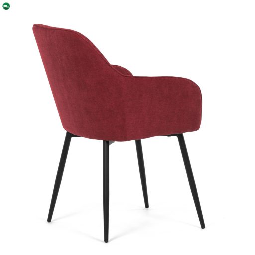 Elegáns Étkezőszék, piros szövet, fekete fém