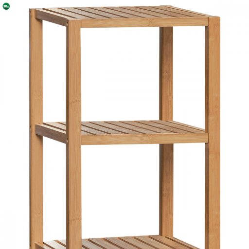 DR-011-3 Polc Tömör Bambuszból Natúr Színben, 5 Rekeszes, Teherbírás: 15 kg.