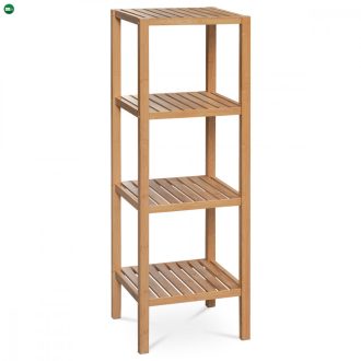   DR-011-4 Polc Tömör Bambuszból Natúr Színben, 4 Rekeszes, Teherbírás: 12 kg.