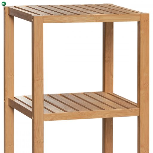 DR-011-4 Polc Tömör Bambuszból Natúr Színben, 4 Rekeszes, Teherbírás: 12 kg.