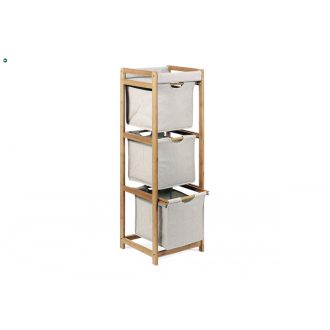   DR-012-3 Tároló Bambusz és Szövet Kivitelben, 3 Rekeszes, Tehebírás: 2,5 kg/rekesz