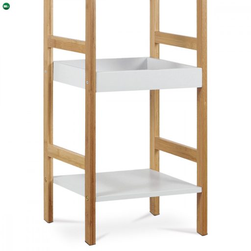 Dr-013-3 Három Részes Tároló Állvány Bambuszból Natúr Színben, Fehér Mdf Polcokkal. Teherbírás: 9 kg