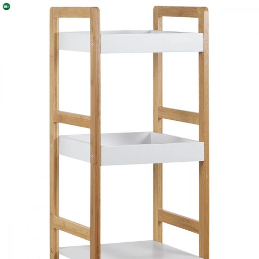 Dr-013-4 Négy Részes Tároló Állvány Bambuszból Natúr Színben, Fehér Mdf Polcokkal. Teherbírás: 12 kg