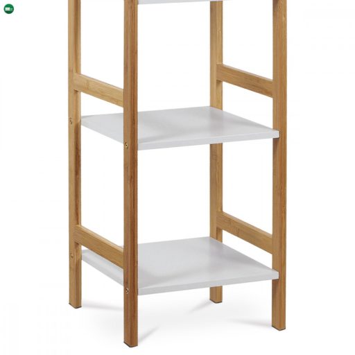 Dr-013-4 Négy Részes Tároló Állvány Bambuszból Natúr Színben, Fehér Mdf Polcokkal. Teherbírás: 12 kg