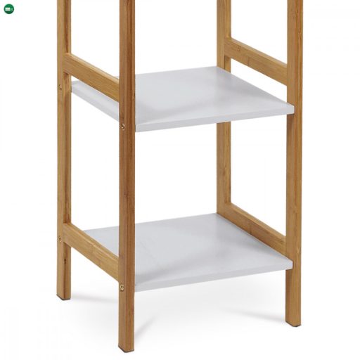 Dr-013-5 Öt Részes Tároló Állvány Bambuszból Natúr Színben, Fehér Mdf Polcokkal. Teherbírás: 15 kg