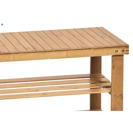 DR-022 Modern Cipőtartó / Zsámoly, 2 Polccal, Tömör Bambusz