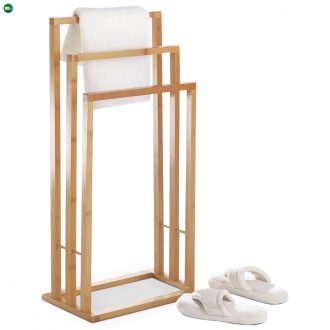   Dr-039 Törölközőtartó Tömör Bambuszból Természetes Színben - Magasság: 82 cm. Teherbírás: 5kg.