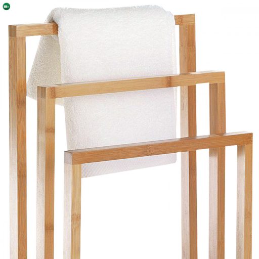 Dr-039 Törölközőtartó Tömör Bambuszból Természetes Színben - Magasság: 82 cm. Teherbírás: 5kg.