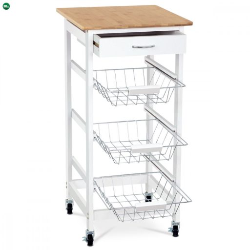 Dr-043 Gurulós Tároló Állvány Kihúzható Polcokkal és Fiókkal. Teherbírás: 15 kg.