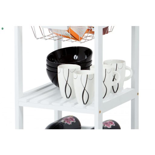 Dr-044 Gurulós Tároló Állvány Kihúzható Polcokkal és Fiókkal. Teherbírás: 15 kg.