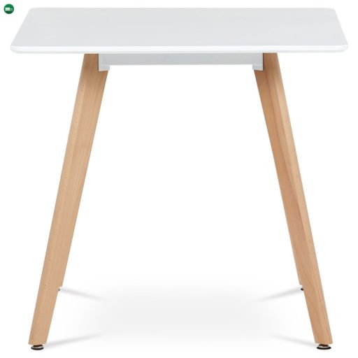 Étkezőasztal 80x80x74 cm, MDF, fehér matt lakk, tömör bükk lábak. DT-312