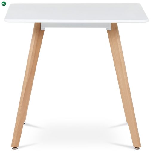 Étkezőasztal 80x80x74 cm, MDF, fehér matt lakk, tömör bükk lábak. DT-312