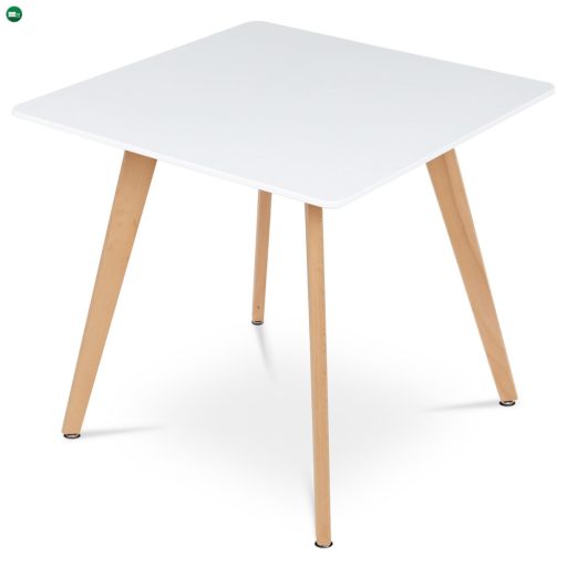 Étkezőasztal 80x80x74 cm, MDF, fehér matt lakk, tömör bükk lábak. DT-312