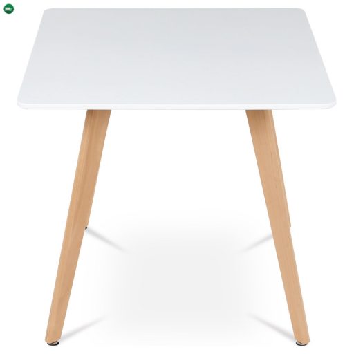 Étkezőasztal 80x80x74 cm, MDF, fehér matt lakk, tömör bükk lábak. DT-312