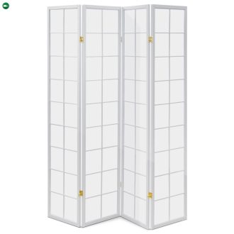   4 részes fa paraván, tömör lucfenyő, fehér színben, fehér matt lakk