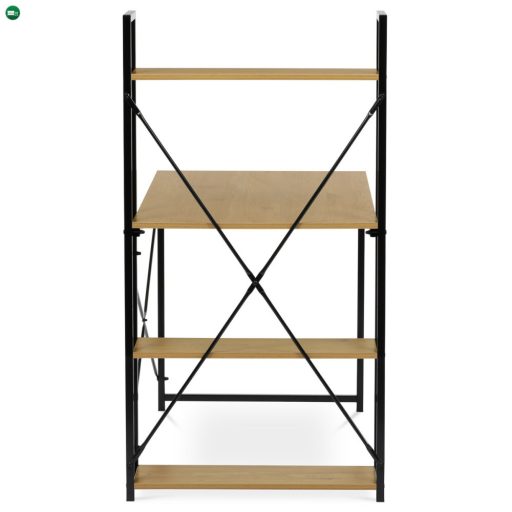 Polcos íróasztal, MDF, tölgy dekor, fekete fém. GD-520