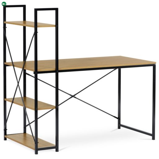 Polcos íróasztal, MDF, tölgy dekor, fekete fém. GD-520