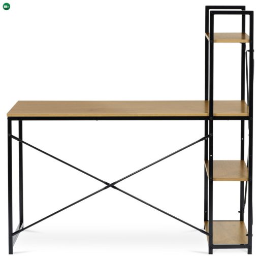 Polcos íróasztal, MDF, tölgy dekor, fekete fém. GD-520