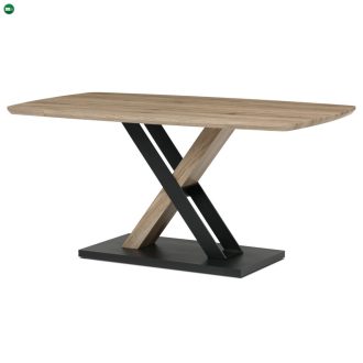   Modern Étkezőasztal 160x90cm, MDF, 3D tölgy san remo színben, fém lábak, fekete lakk
