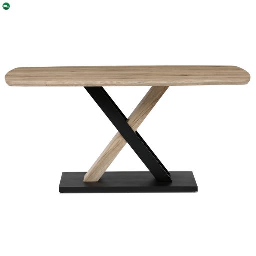 Modern Étkezőasztal 160x90cm, MDF, 3D tölgy san remo színben, fém lábak, fekete lakk
