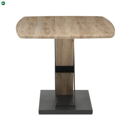 Modern Étkezőasztal 160x90cm, MDF, 3D tölgy san remo színben, fém lábak, fekete lakk