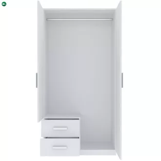   Kétajtós Tükrös Gardróbszekrény Fehér Színben. TAMINA 100 cm.