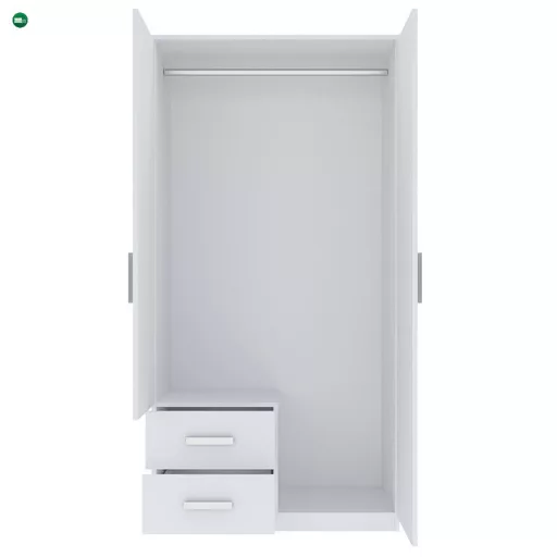 Kétajtós Tükrös Gardróbszekrény Fehér Színben. TAMINA 100 cm.