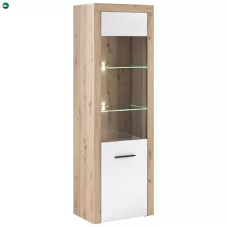 Üveges Vitrin Tölgy/Fehér Színben GAMA