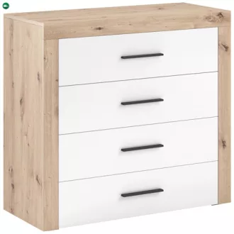 4 fiókos komód tölgy/fehér színben GAMA 95 cm