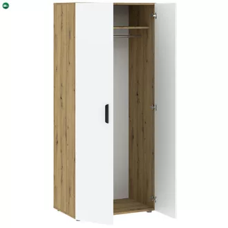 BASIC Ruhásszekrény Tölgy/Fehér Színben 74 cm 2D
