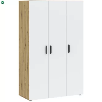 BASIC TWO Ruhásszekrény Tölgy/Fehér Színben 110 cm 3D