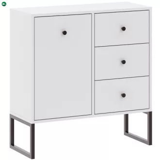   Komód fehér színben LINEA 77 cm, 1 ajtóval és 3 fiókkal
