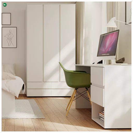 BASIC PLUS Ruhásszekrény Fehér Színben 110 cm 3D