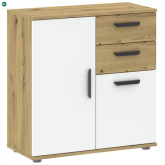 BASIC TWO komód tölgy/fehér színben, 70 cm
