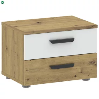 BASIC TWO Éjjeliszekrény Tölgy/Fehér Színben