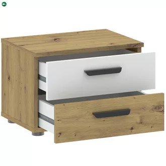 BASIC TWO Éjjeliszekrény Tölgy/Fehér Színben
