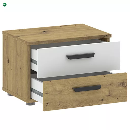 BASIC TWO Éjjeliszekrény Tölgy/Fehér Színben